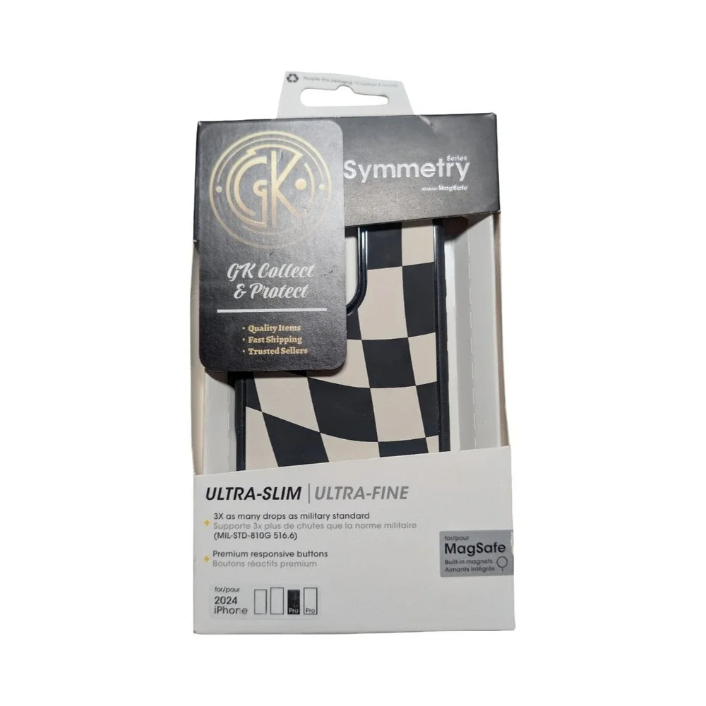 O8-N OtterBox iPhone 16 Pro Symmetry Series‎ Case - Wavy Charcoal Checkers